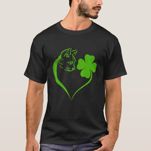 Camiseta Gato lindo Shamrock irlandés St Patricks Day Kitty (Anverso)