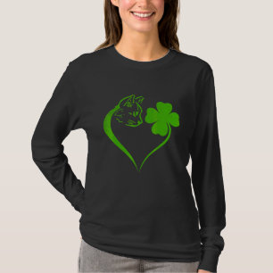 Camiseta Gato lindo Shamrock irlandés St Patricks Day Kitty