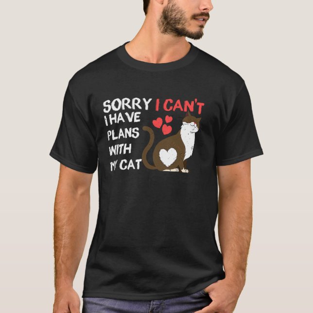 Camiseta Gato lindo siento no poder tener planes con mi gat (Anverso)