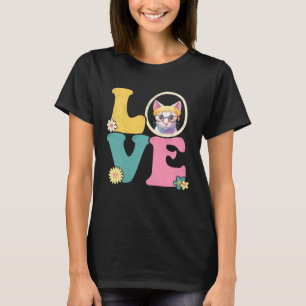 Camiseta Gato Lindo Signo de Paz Amor 60s 70s Disfraz Groov