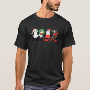 Camiseta Gato Lindo Sombrero de Santa Navidad Gato Meowy Na
