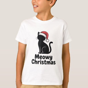 Camiseta Gato Lindo Sombrero de Santa Pun Meowy Navidad