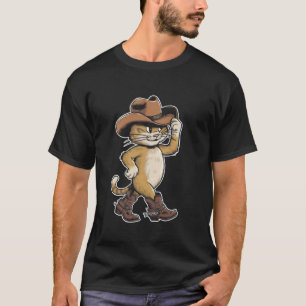 Camiseta Gato Lindo Sombrero de Vaquero Botas Vaquera Occid