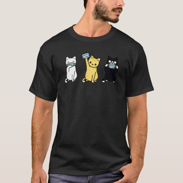 Camiseta Gato lindo vestido con máscara facial Cutis Gatito (Anverso)