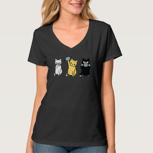 Camiseta Gato lindo vestido con máscara facial Cutis Gatito (Anverso)