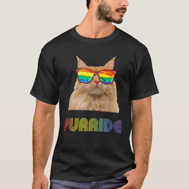 Camiseta Gato lindo Vestido con Sunglass Gay Primen Hombres (Anverso)