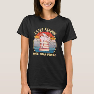 Camiseta Gato Lindo Vintage Me Encanta Leer Libros Más Que 