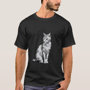 Camiseta gato lineart dibujo de gato como cuerpo de motivo 