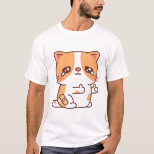 Camiseta Gato llorando triste pero con pulgares hacia arrib
