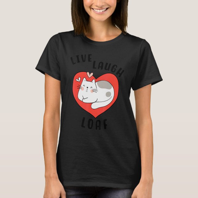 Camiseta Gato Loafing Para Gato Mamá Corazón Sleepy Kitty L (Anverso)