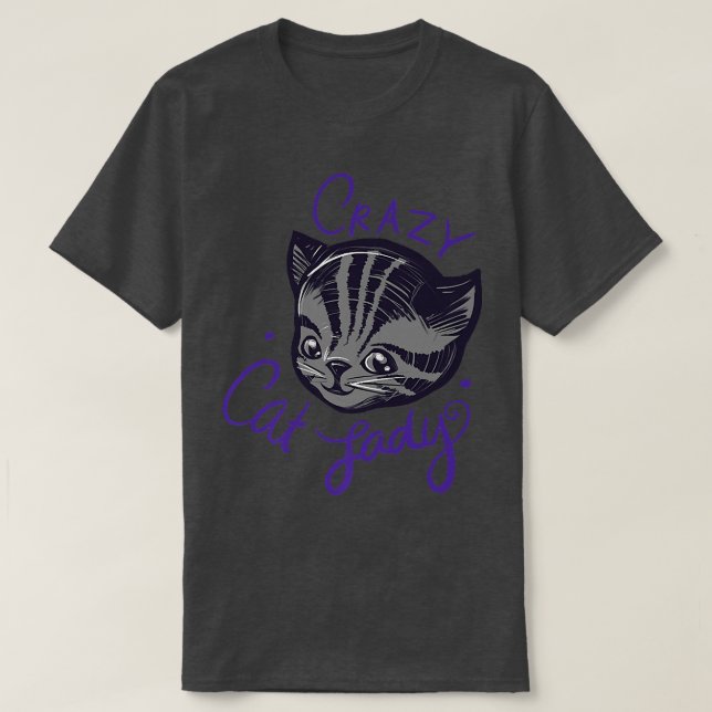 Camiseta Gato loco lady Cuerda Tigre Stripe Tabby Cat Art  (Diseño del anverso)