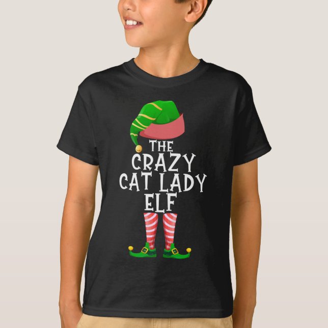 Camiseta Gato loco Lady Elf Navidades familiares coincident (Anverso)