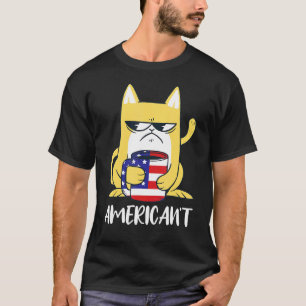 Camiseta Gato Loco Patriótico Americano Usa 4 De Julio De A