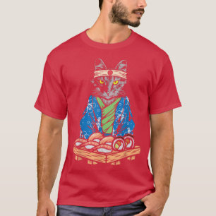 Camiseta Gato loco Sushi Lady Japonesa Cultura Kitty