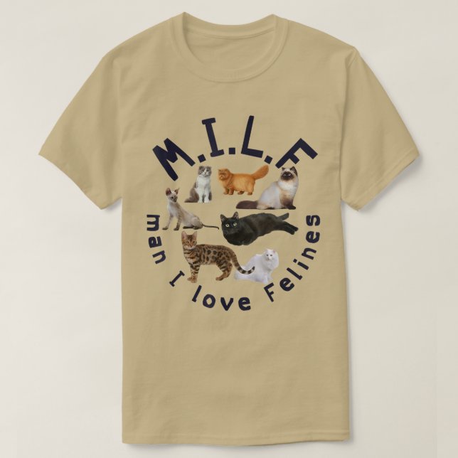 Camiseta Gato Lover MILF Man I Love Felines  (Diseño del anverso)