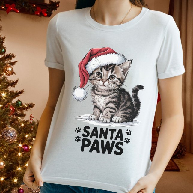 Camiseta Gato Lover - Santa Paws (Cat Lover - Santa Paws T-Shirt
)