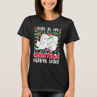 Camiseta Gato Luces de Navidad Esta Es Mi Pijama de Navidad