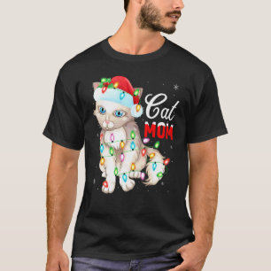 Camiseta Gato Luces Navidad Santa Gato Mamá Navidad