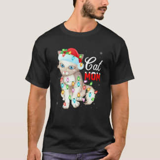 Camiseta Gato Luces Navidad Santa Gato Mamá Navidad