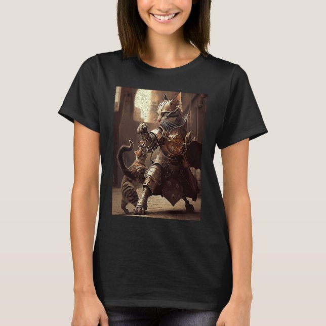 Camiseta Gato luchando Steampunk (Anverso)