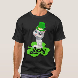 Camiseta Gato Lucky Leprechaun Día de San Patricio Trébol P