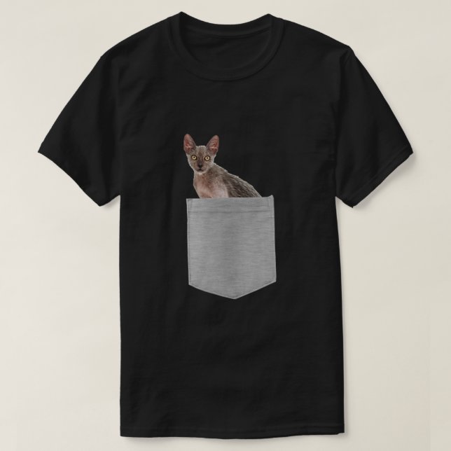Camiseta Gato Lykoi En Su Bolsillo Premium (Diseño del anverso)
