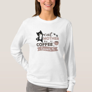 Camiseta Gato Madre Café Amante Copa De Café Gatos De Café