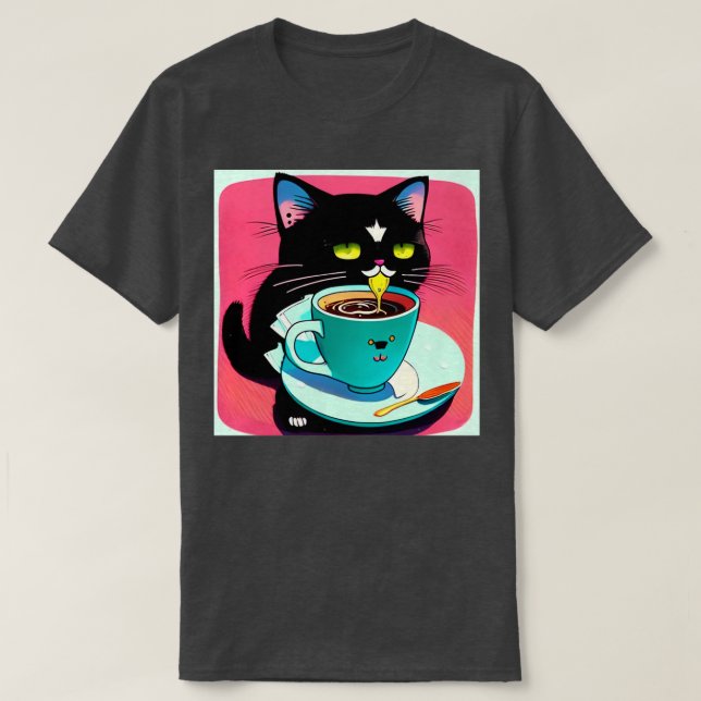 Camiseta Gato Madre Café Lover 261 (Diseño del anverso)