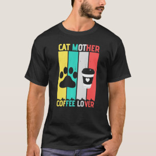 Camiseta Gato Madre Café mamá graciosa gato Retro Vintaeg