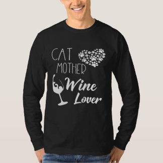 Camiseta Gato Madre Vino Amante Corazón De Camisas Lleno De