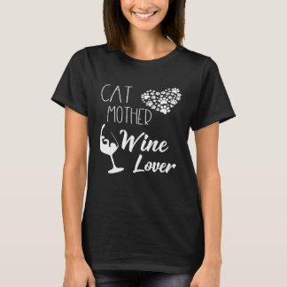 Camiseta Gato Madre Vino Amante Corazón De Camisas Lleno De