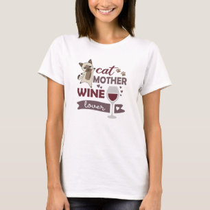 Camiseta Gato Madre Wine Amante Gatos De Vino Rojo Gato Sia