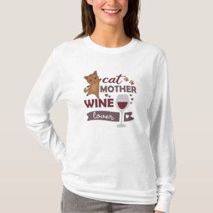 Camiseta Gato Madre Wine Lover Gatos Amor Vino Rojo