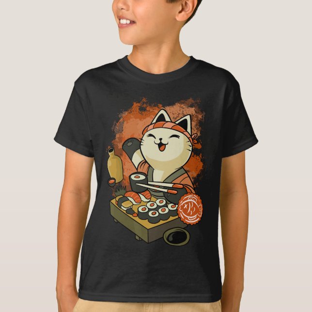 Camiseta Gato maestro de sushi (Anverso)