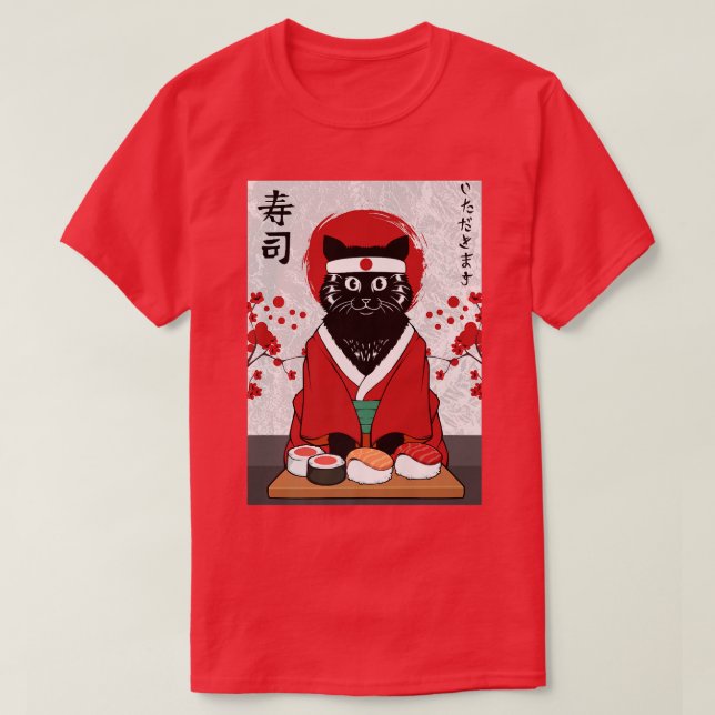 Camiseta Gato maestro de sushi dulce Samurai Kitty Japón ja (Diseño del anverso)