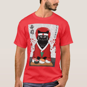 Camiseta Gato maestro de sushi dulce Samurai Kitty Japón ja