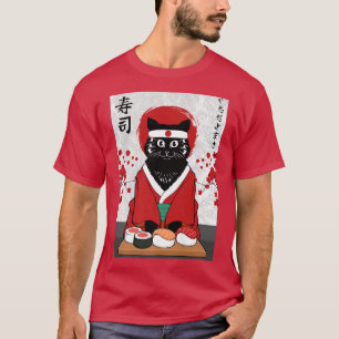 Camiseta Gato maestro de sushi dulce Samurai Kitty Japón ja