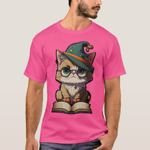 Camiseta Gato mágico con un gato mágico adorable en el libr