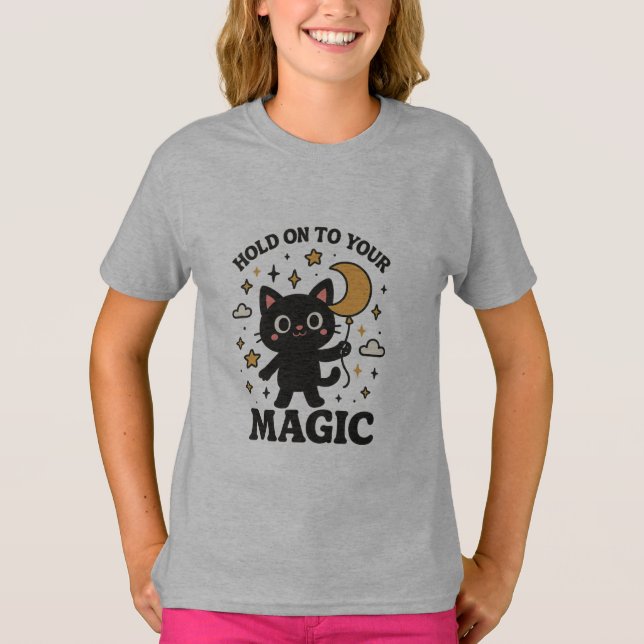 Camiseta Gato mágico iluminado por luna (Anverso)
