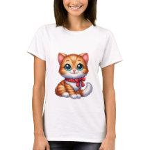 Gato mágico naranja Kawaii Lazo de Cuadros Rojos