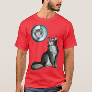Camiseta gato mágico negro maine coon
