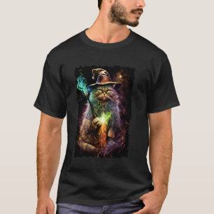 Camiseta Gato Mago con Sombrero Pintando Retrato Gato Mago