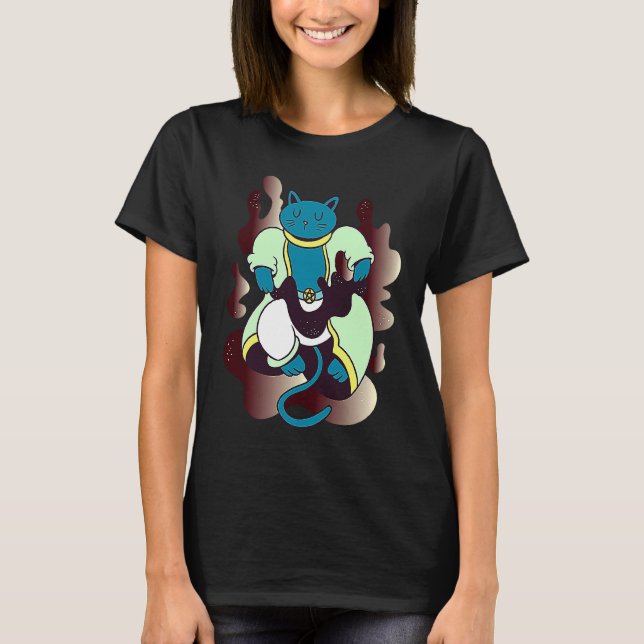 Camiseta gato  mago meditación espiritual (Anverso)