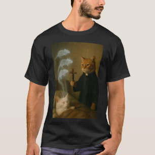 Camiseta Gato Mago Meme Gato Exorcismo Ratón Divertido Fant