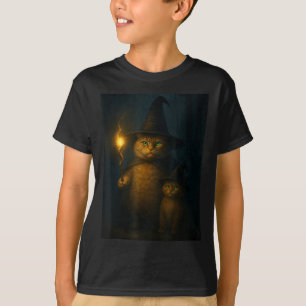 Camiseta Gato Mago Raro Divertido Meme de Gato de Halloween