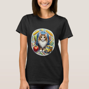 Camiseta Gato Main Coon De Vuelta A La Escuela Chicos Chica