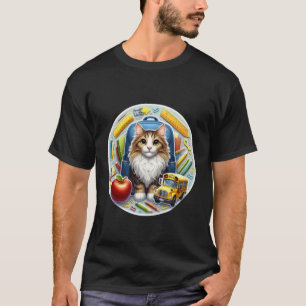 Camiseta Gato Main Coon De Vuelta A La Escuela Chicos Chica