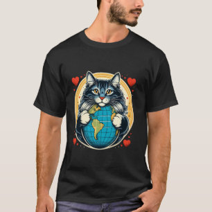 Camiseta Gato Main Coon Día de la Tierra Abrazo Amor Dueño