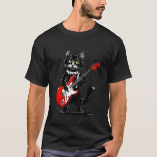 Camiseta Gato Maine Coon Antiguo Tocando Guitarra Gatito Di