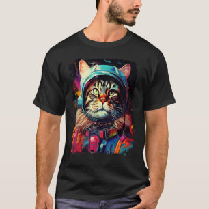 Camiseta Gato Maine Coon Astronauta Espacial Arte Pop